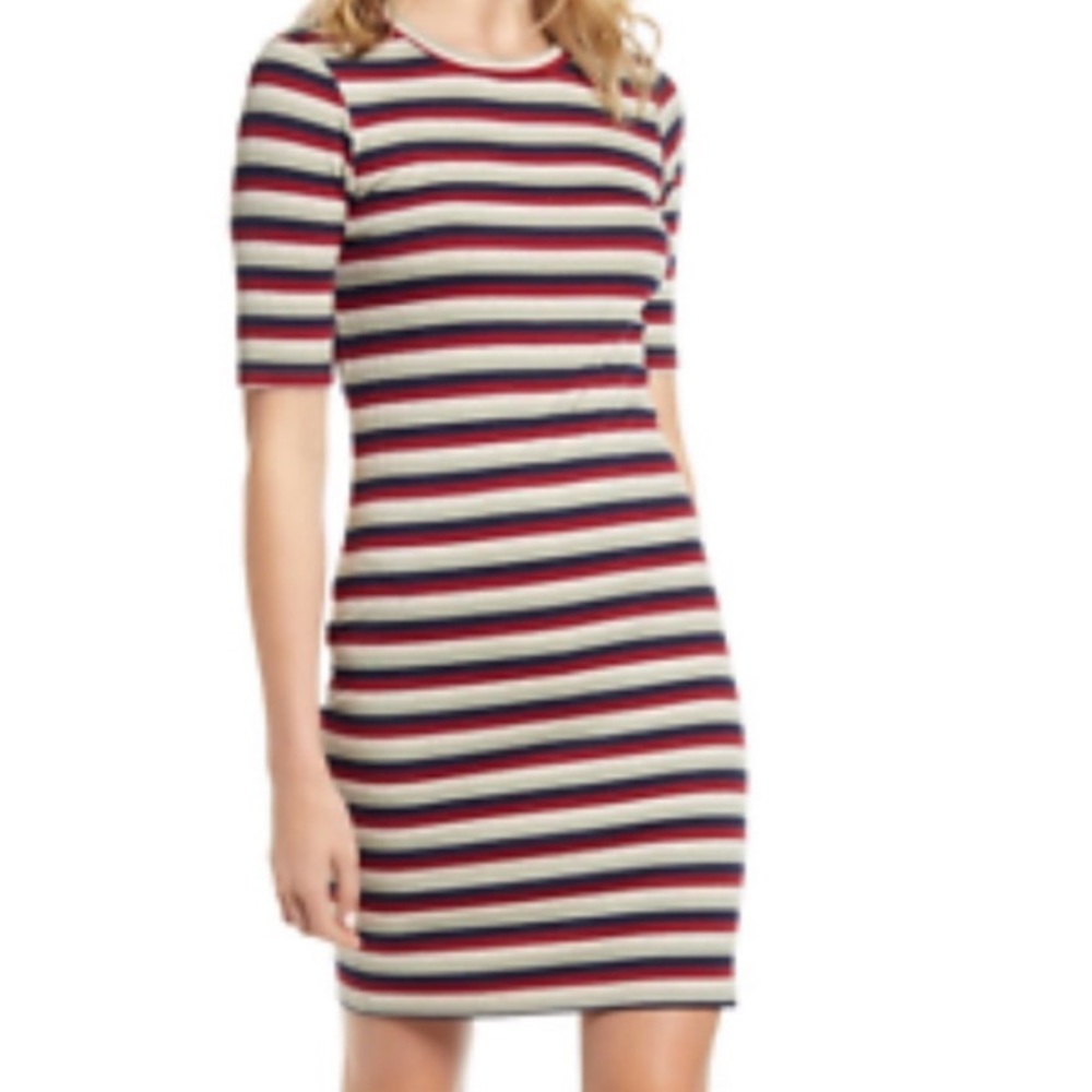 Stripe Cycle Court Ribknit Dress